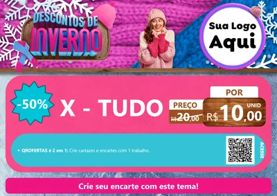 Modelo de Cartaz para Cartaz A4 Horizontal com o tema Descontos de Inverno para Hamburgueria