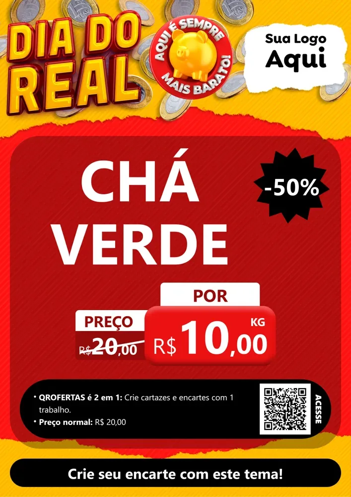 Modelo de Cartaz para Cartaz A4 Vertical com o tema Dia Do Real para Produtos Naturais