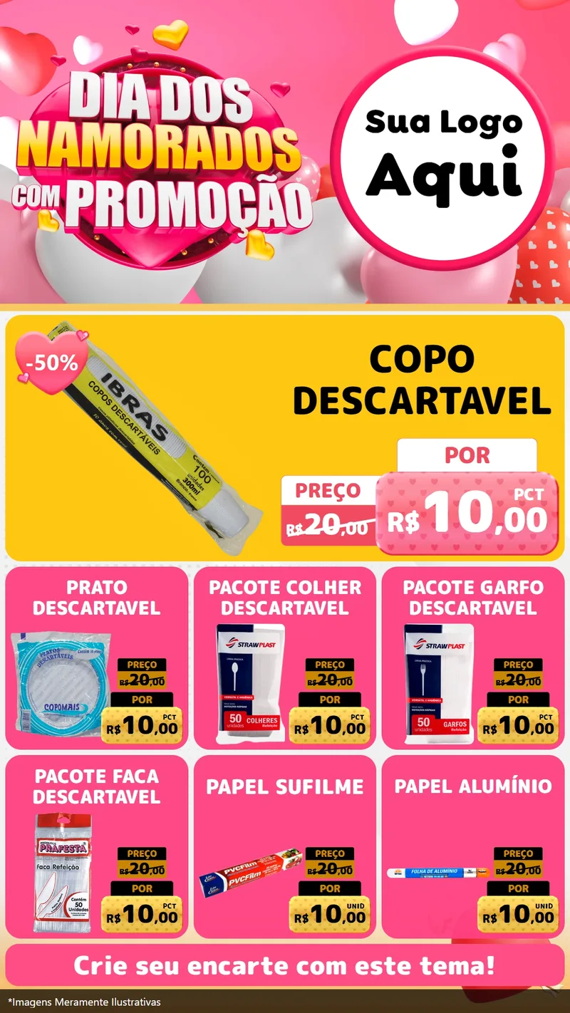 Modelo de Rede Social para Stories com o tema Dia dos Namorados com Promoção para Embalagens
