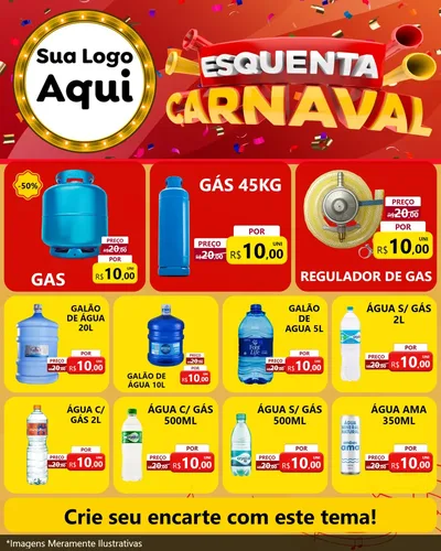 Modelo de Rede Social para Feed Instagram com o tema Esquenta Carnaval para Água e gás
