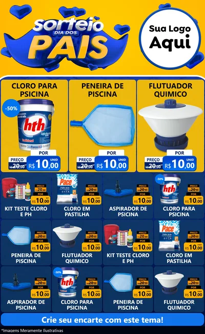 Modelo de Encarte para Encarte Grande com o tema Sorteio Dia dos Pais para Produtos para Piscina