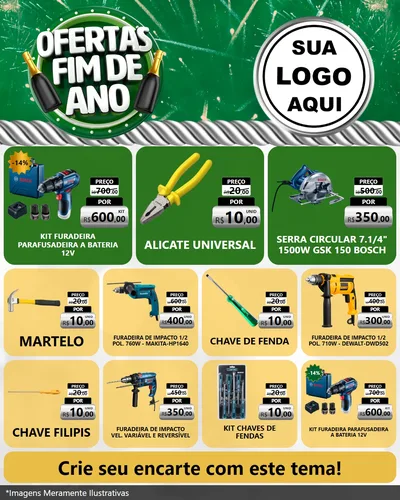Modelo de Rede Social para Feed Instagram com o tema Ofertas Fim de Ano para Maquinas e Ferramentas