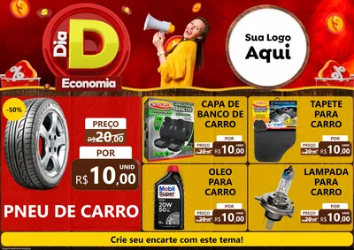 Modelo de Encarte para Encarte A4 Horizontal com o tema Dia D Economia para Auto peças