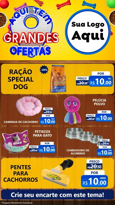 Modelo de TV para TV Vertical com o tema Aqui Tem Grandes Ofertas - Pet Shop para Pet Shop