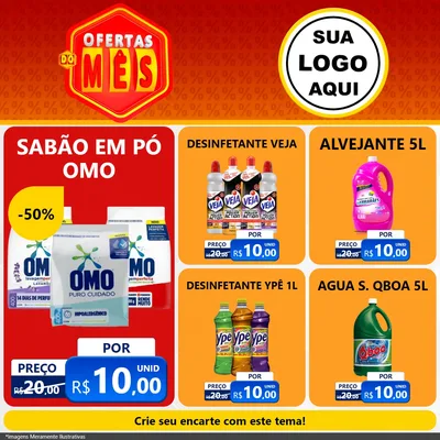 Modelo de Rede Social para Feed Facebook com o tema Ofertas do Mês para Produtos de Limpeza