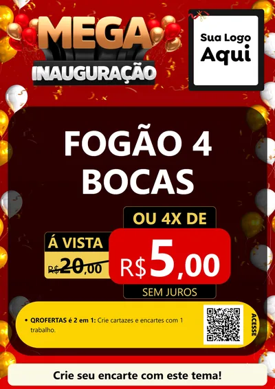 Modelo de Cartaz para Cartaz A4 Vertical com o tema Mega Inauguração para Móveis e Eletro