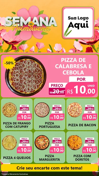 Modelo de Rede Social para Stories com o tema Semana da Primavera para Pizzaria