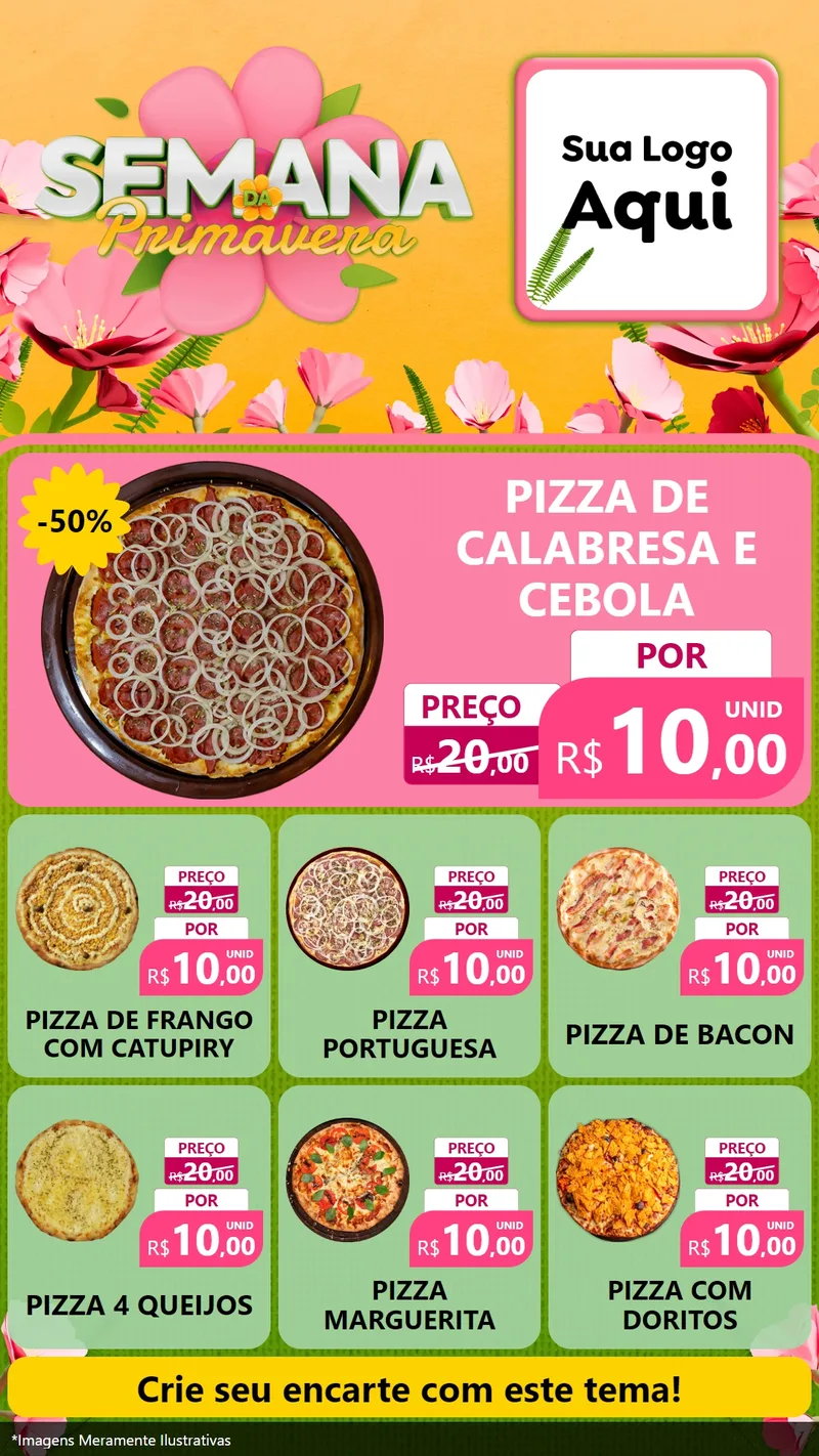 Modelo de Rede Social para Stories com o tema Semana da Primavera para Pizzaria