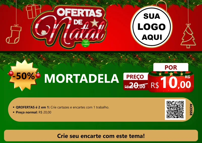 Modelo de Cartaz para Cartaz A4 Horizontal com o tema Ofertas de Natal para Frios e Laticínios