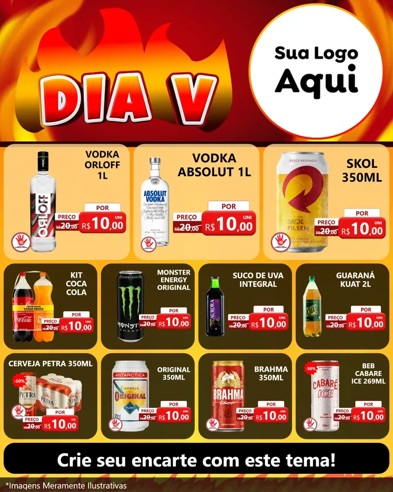 Modelo de Rede Social para Feed Instagram com o tema Dia V para Distribuidora de bebidas