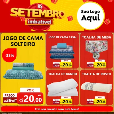 Modelo de Rede Social para Feed Facebook com o tema Setembro Imbatível para Cama, Mesa e Banho