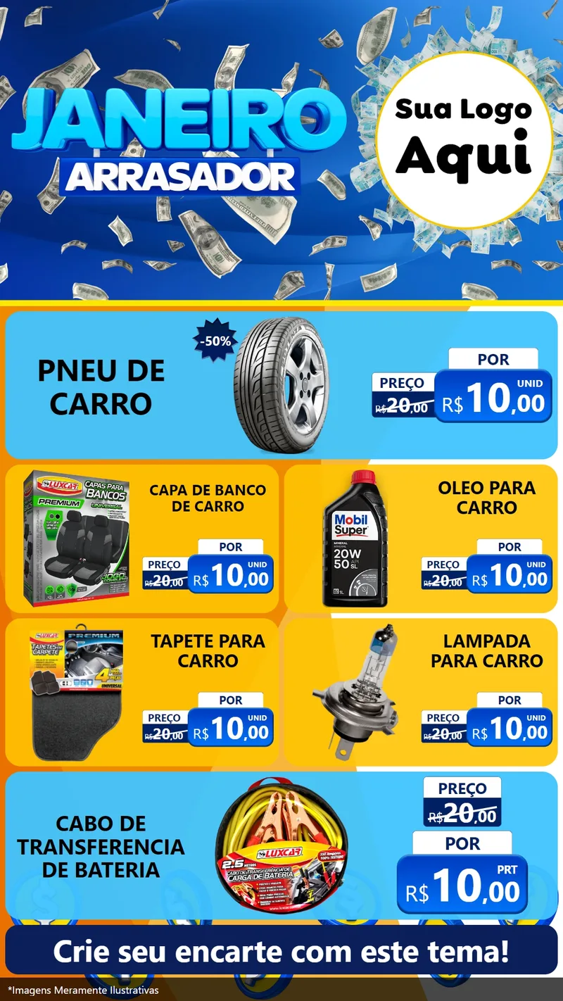 Modelo de TV para TV Vertical com o tema Janeiro Arrasador para Auto peças