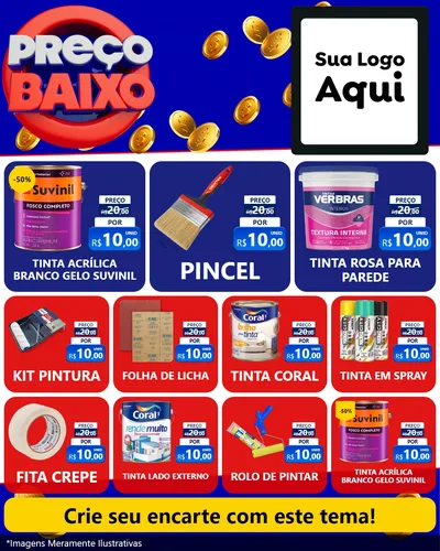 Modelo de Rede Social para Feed Instagram com o tema Preço Baixo para Tintas e Ferramentas
