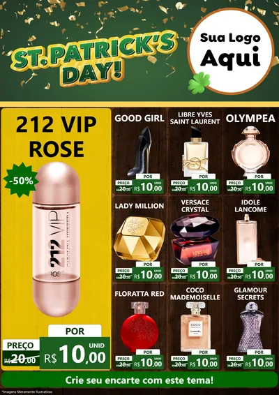 Modelo de Encarte para Encarte A4 Vertical com o tema St Patriks Day para Perfumes