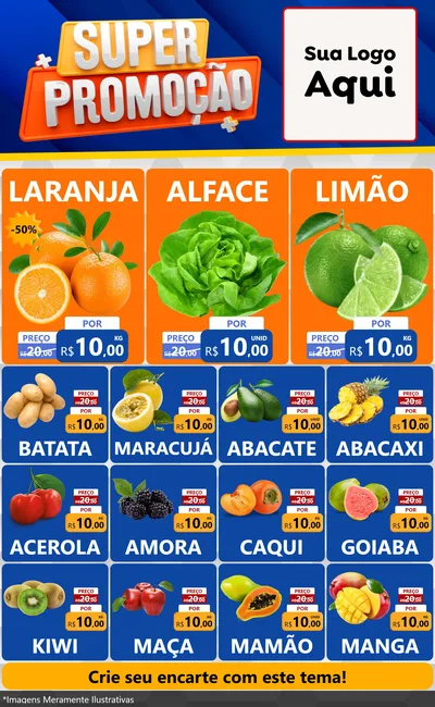 Modelo de Encarte para Encarte Grande com o tema Super Promoção para Hortifrúti