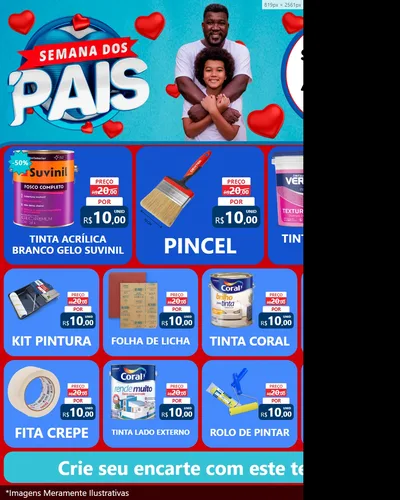 Modelo de Rede Social para Feed Instagram com o tema Semana Dos Pais para Tintas e Ferramentas