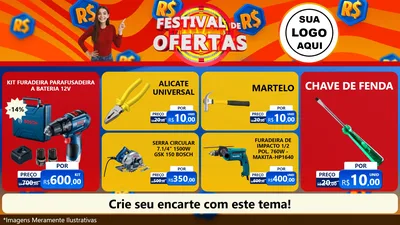 Modelo de TV para TV Horizontal com o tema Festival de Ofertas para Maquinas e Ferramentas