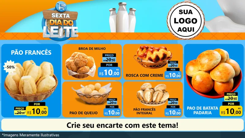 Modelo de TV para TV Horizontal com o tema Sexta Dia do Leite para Padaria