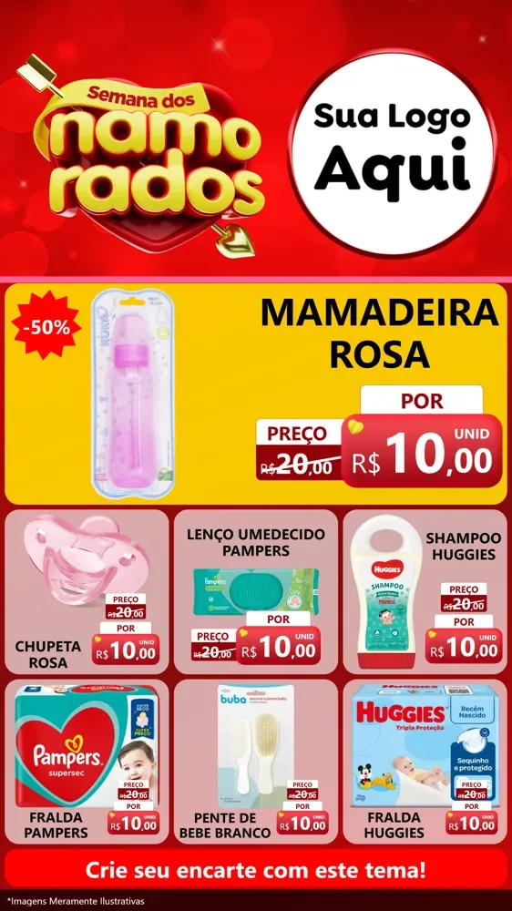 Modelo de Rede Social para Stories com o tema Semana dos namorados para Bebês