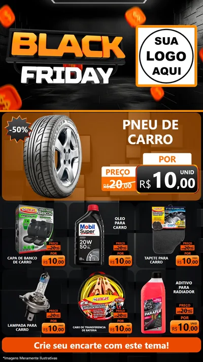 Modelo de Rede Social para Stories com o tema Black Friday para Auto peças