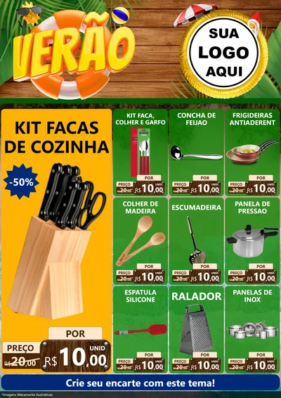 Modelo de Encarte para Encarte A4 Vertical com o tema Verão para Utilidades Domésticas