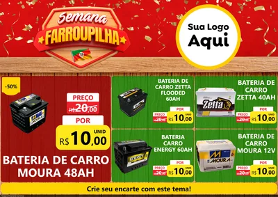 Modelo de Encarte para Encarte A4 Horizontal com o tema Semana Farroupilha para Baterias Elétricas