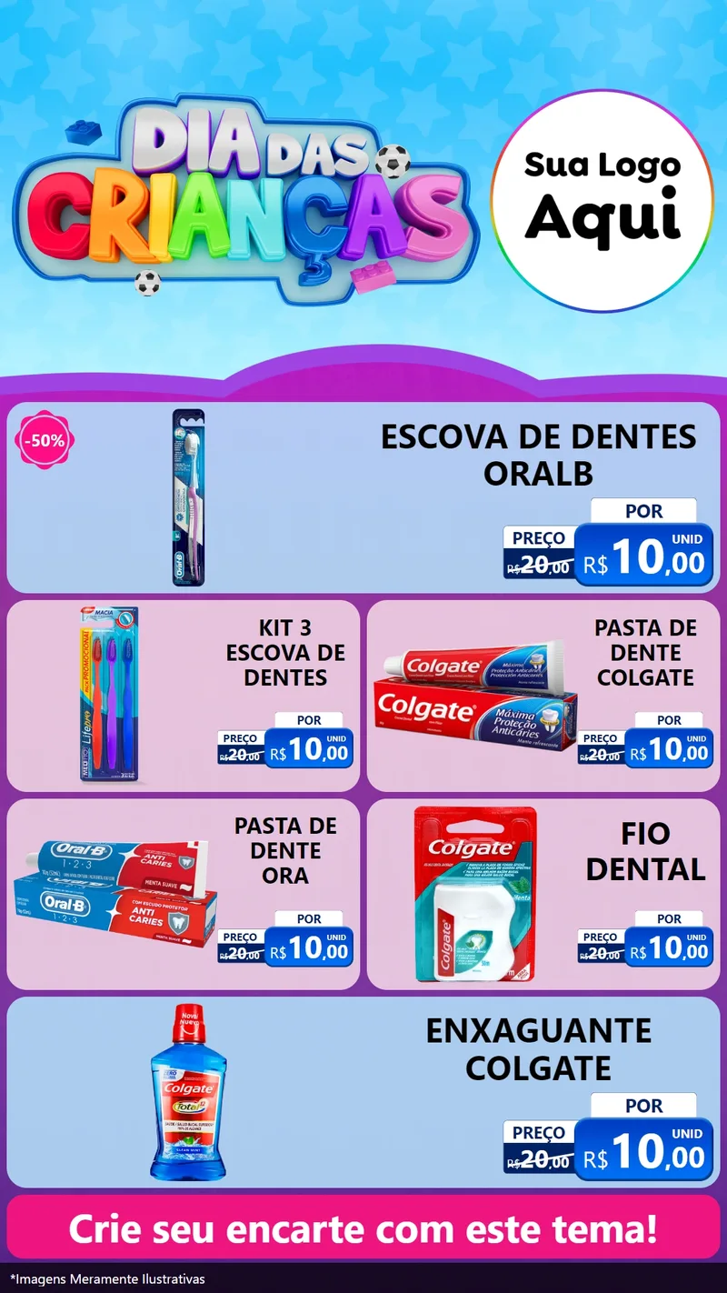 Modelo de TV para TV Vertical com o tema Dia Das Crianças para Higiene Pessoal
