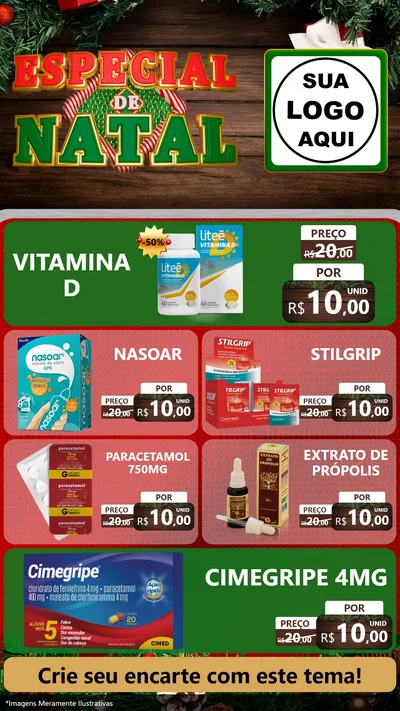 Modelo de TV para TV Vertical com o tema Especial de Natal para Farmácia