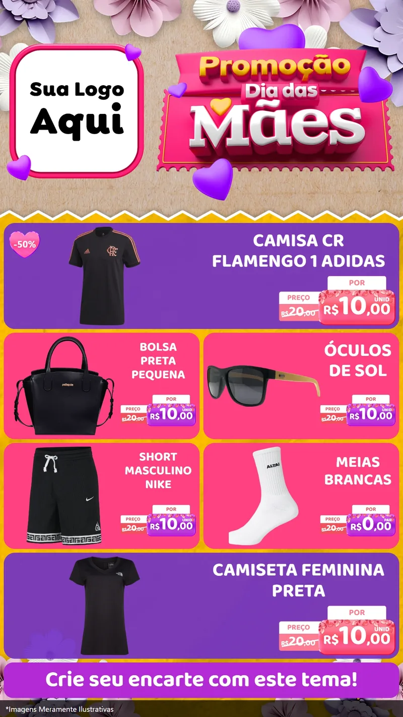Modelo de TV para TV Vertical com o tema Promoção Dia das Mães para Roupas e acessórios