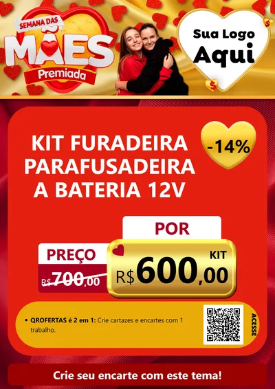 Modelo de Cartaz para Cartaz A4 Vertical com o tema Semana das Mães Premiada para Maquinas e Ferramentas