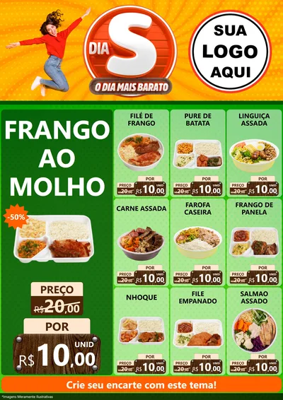 Modelo de Encarte para Encarte A4 Vertical com o tema Dia S - O Dia Mais Barato para Restaurante