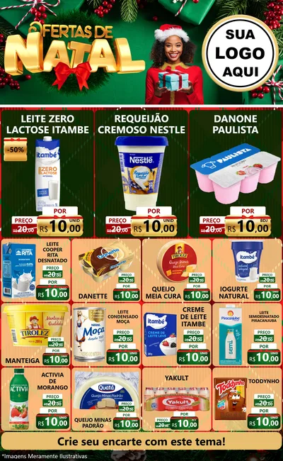 Modelo de Encarte para Encarte Grande com o tema Ofertas de Natal para Frios e Laticínios