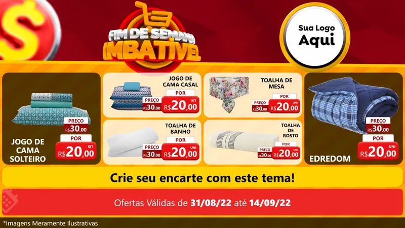 Modelo de TV para TV Horizontal com o tema Fim de Semana Imbatível para Cama, Mesa e Banho