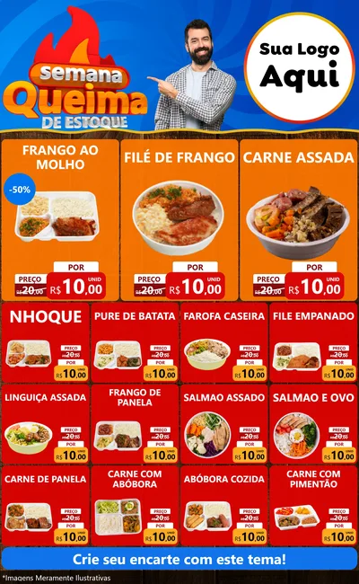 Modelo de Encarte para Encarte Grande com o tema Semana Queima de Estoque para Restaurante