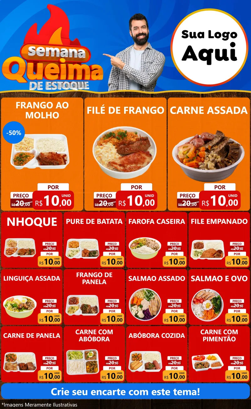 Modelo de Encarte para Encarte Grande com o tema Semana Queima de Estoque para Restaurante