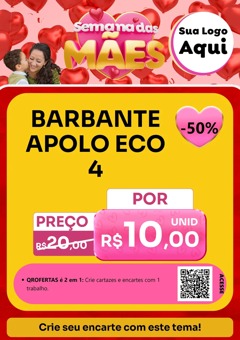 Modelo de Cartaz para Cartaz A4 Vertical com o tema Semana Das Mães para Armarinho e Aviamentos