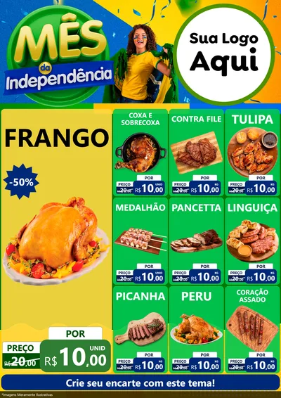 Modelo de Encarte para Encarte A4 Vertical com o tema Mês da Independência para Assados