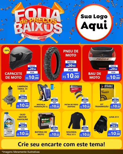 Modelo de Rede Social para Feed Instagram com o tema Folia de Preços Baixos para Moto peças