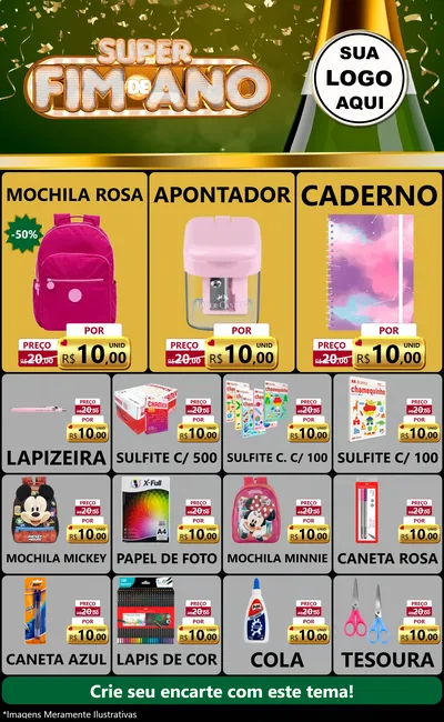 Modelo de Encarte para Encarte Grande com o tema Super Fim de Ano para Papelaria