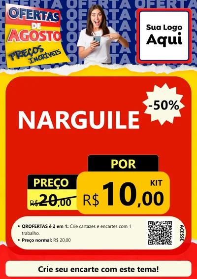Modelo de Cartaz para Cartaz A4 Vertical com o tema Ofertas de Agosto - Preços Incríveis para Tabacaria