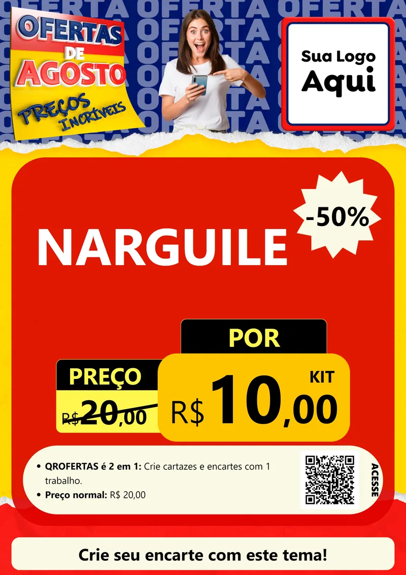 Modelo de Cartaz para Cartaz A4 Vertical com o tema Ofertas de Agosto - Preços Incríveis para Tabacaria
