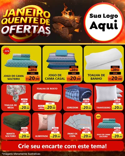 Modelo de Rede Social para Feed Instagram com o tema Janeiro Quente de Ofertas para Cama, Mesa e Banho