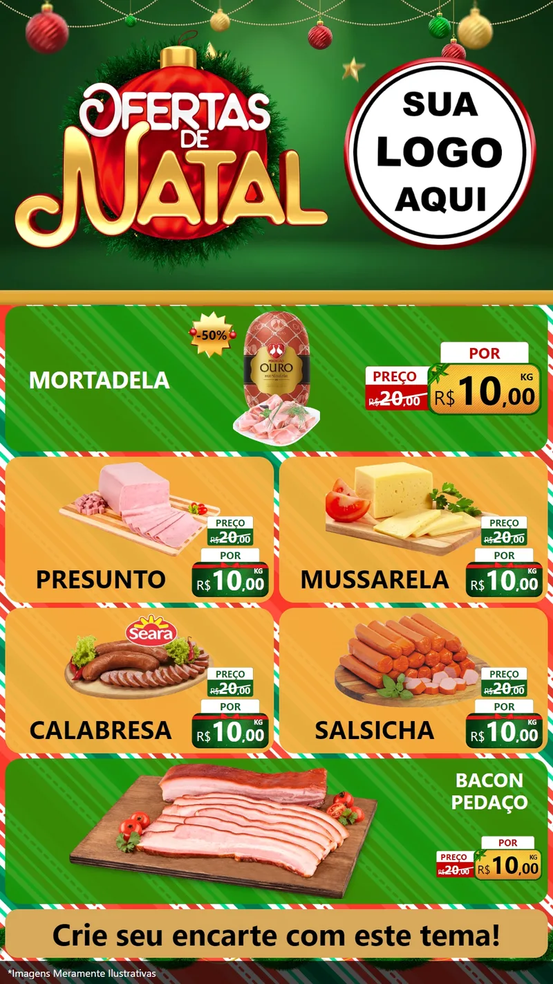 Modelo de TV para TV Vertical com o tema Ofertas de Natal para Frios e Laticínios