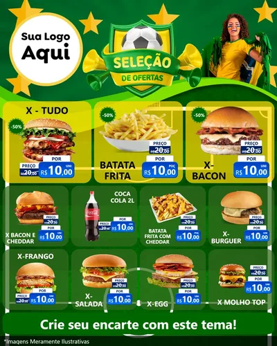 Modelo de Rede Social para Feed Instagram com o tema Seleção de Ofertas - Copa para Hamburgueria