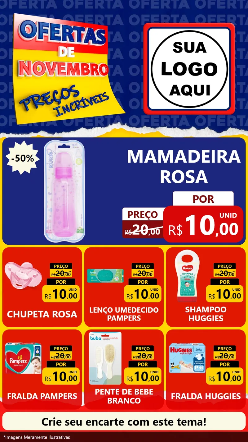 Modelo de Rede Social para Stories com o tema Ofertas de Novembro - Preços Incríveis para Bebês
