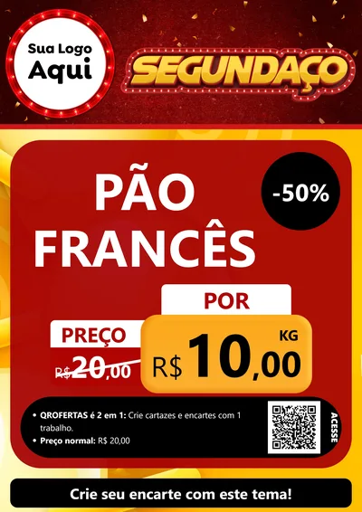 Modelo de Cartaz para Cartaz A4 Vertical com o tema Segundaço para Padaria