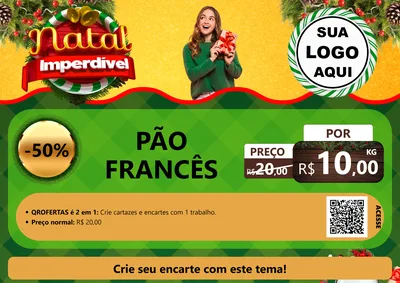 Modelo de Cartaz para Cartaz A4 Horizontal com o tema Natal Imperdível para Padaria