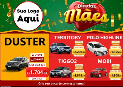 Modelo de Encarte para Encarte A4 Horizontal com o tema Dia das Mães para Concessionaria de Carros
