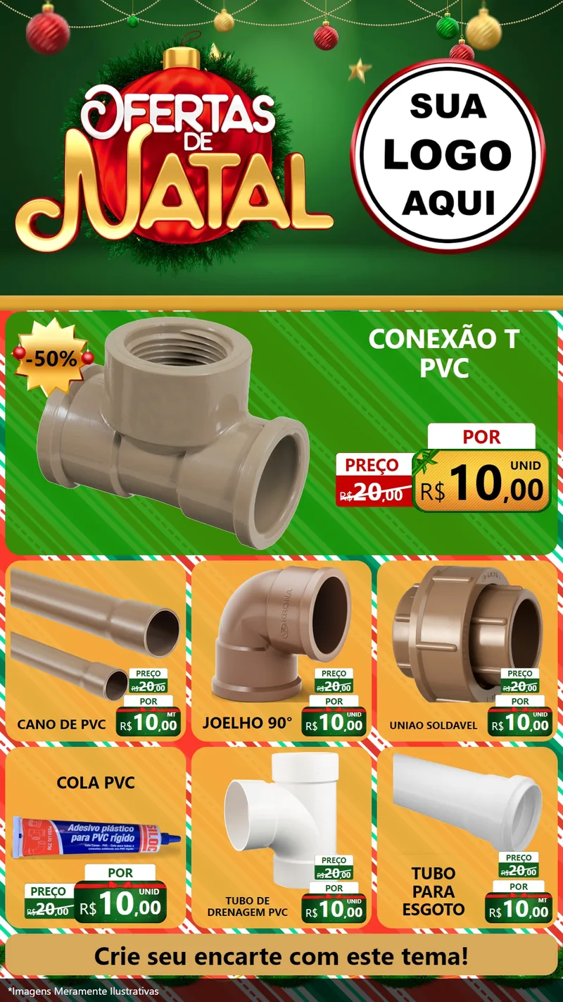 Modelo de Rede Social para Stories com o tema Ofertas de Natal para Tubos e conexões