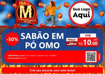 Modelo de Cartaz para Cartaz A4 Horizontal com o tema Dia M - O Dia Mais Barato Do Mês para Produtos de Limpeza